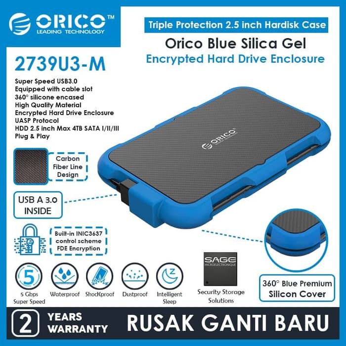 ORICO 2739U3-M 2.5-Inch Hard Drive Enclosure with Encryption