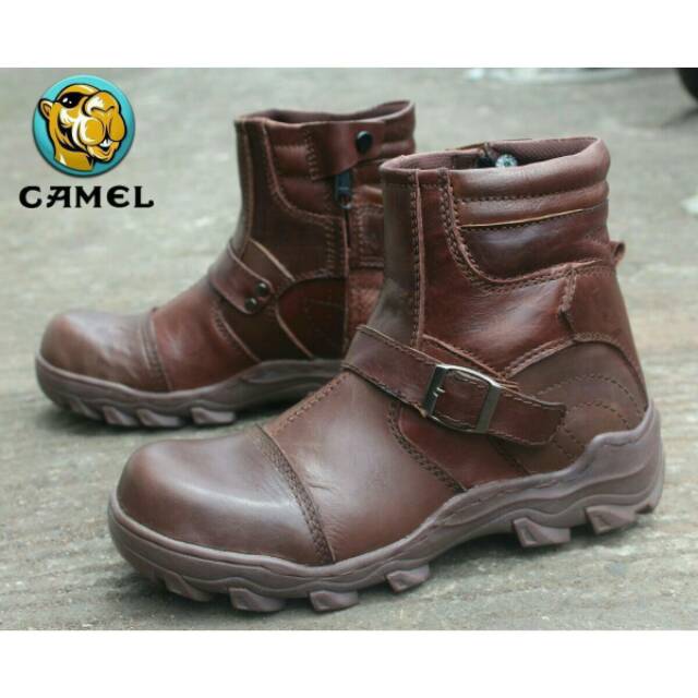 SEPATU PRIA BOOTS CAMEL SAFETY ( BESI ) KULIT ASLI