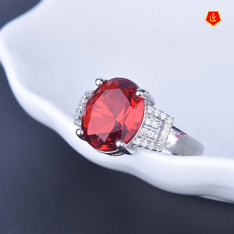 [Ready Stock]6 Karat Red Tourmaline Ring Female 18K Rose Gold