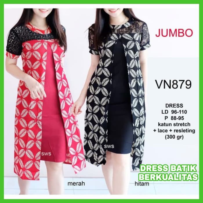 DRESS BATIK Dress Batik Wanita Big Size Dress Batik Modern Jumbo Terbaru Nia  IWAZAH OFFICE