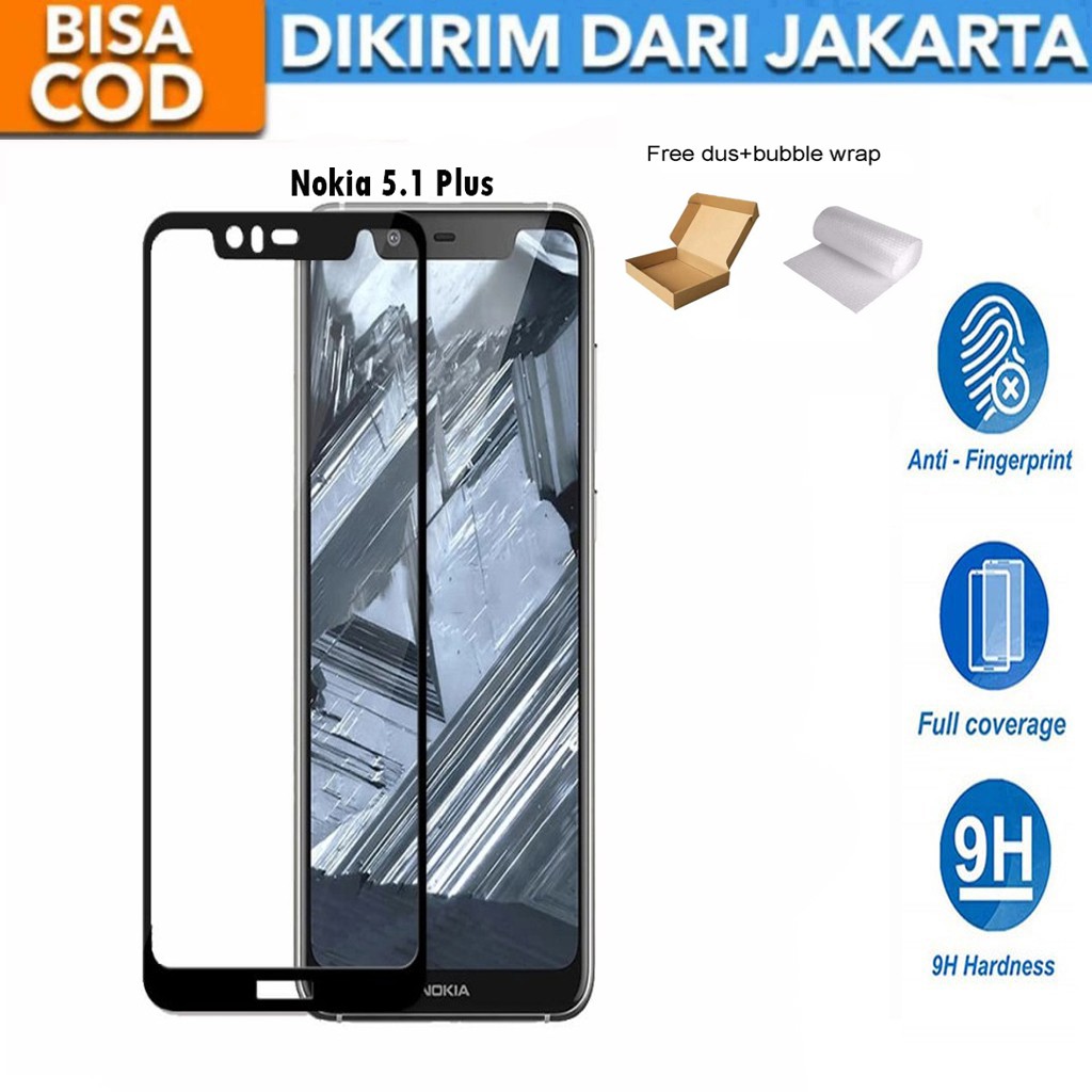 Tempered Glass Nokia 5.1 Plus Full Cover/Full Screen Screen Protector Anti Gores