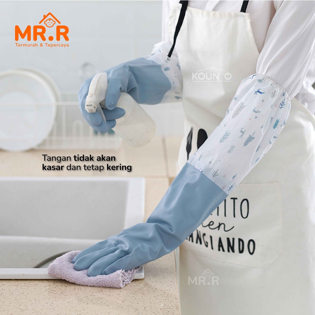 Sarung Tangan Karet Cuci Piring Baju Panjang Lateks Anti Air Tebal Rubber Gloves Latex Waterproof