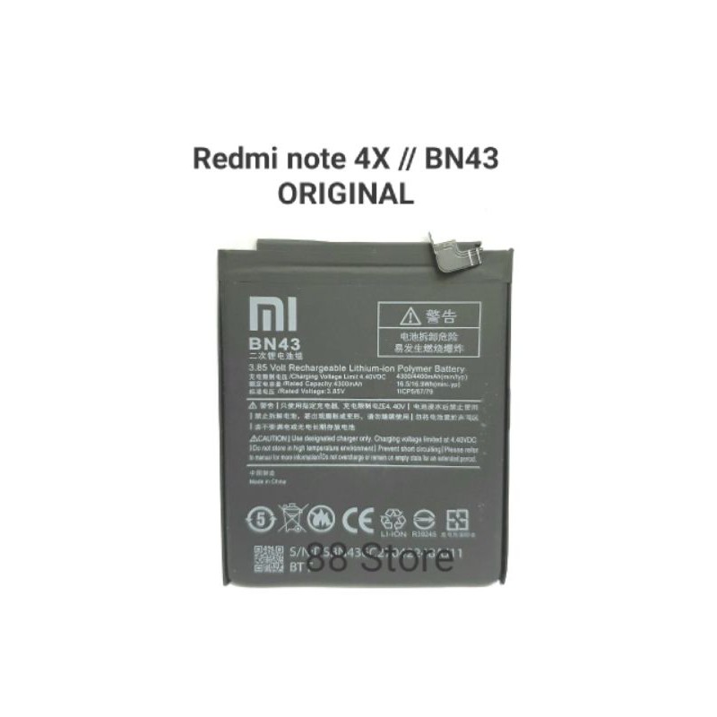 BATERAI BATRE BATTERY XIAOMI REDMI NOTE 4X / BN43 ORIGINAL