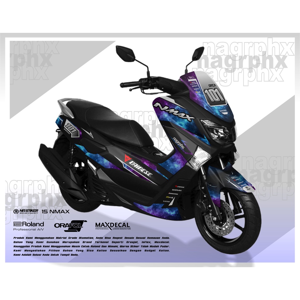 DECAL NMAX 2017 - 2019 STIKER NMAX 155 FULLBODY BIRU HITAM CD.NMAX-15