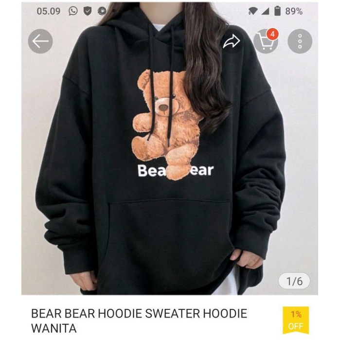 Sweater bear bear hodie wanita