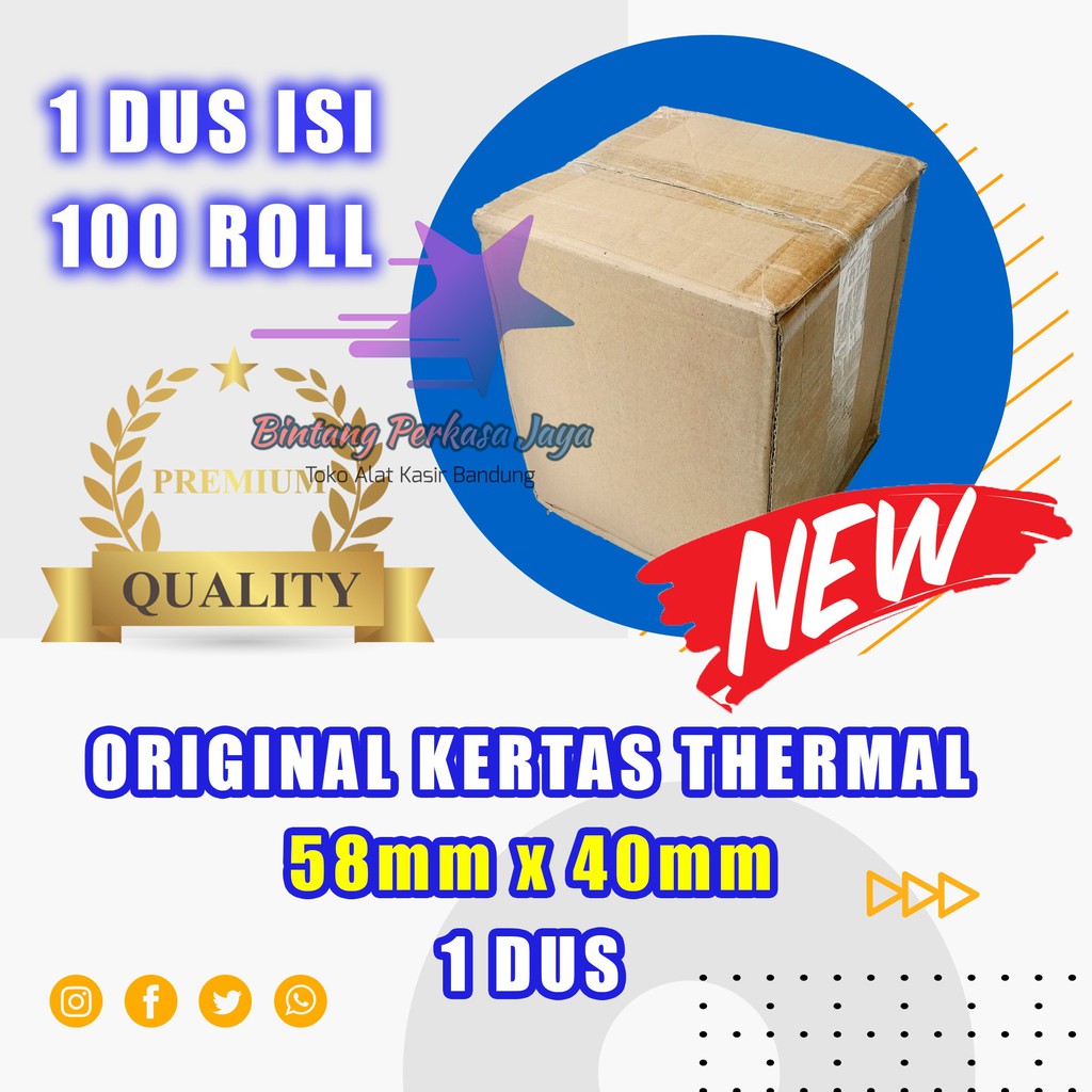 

Kertas thermal paper roll / Kertas Termal 58 x 40 1 Dus terlaris