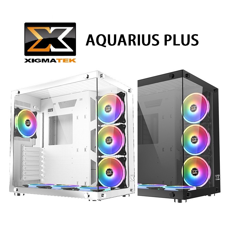 Casing XIGMATEK AQUARIUS PLUS BLACK | WHITE - FREE 7 FAN ARGB