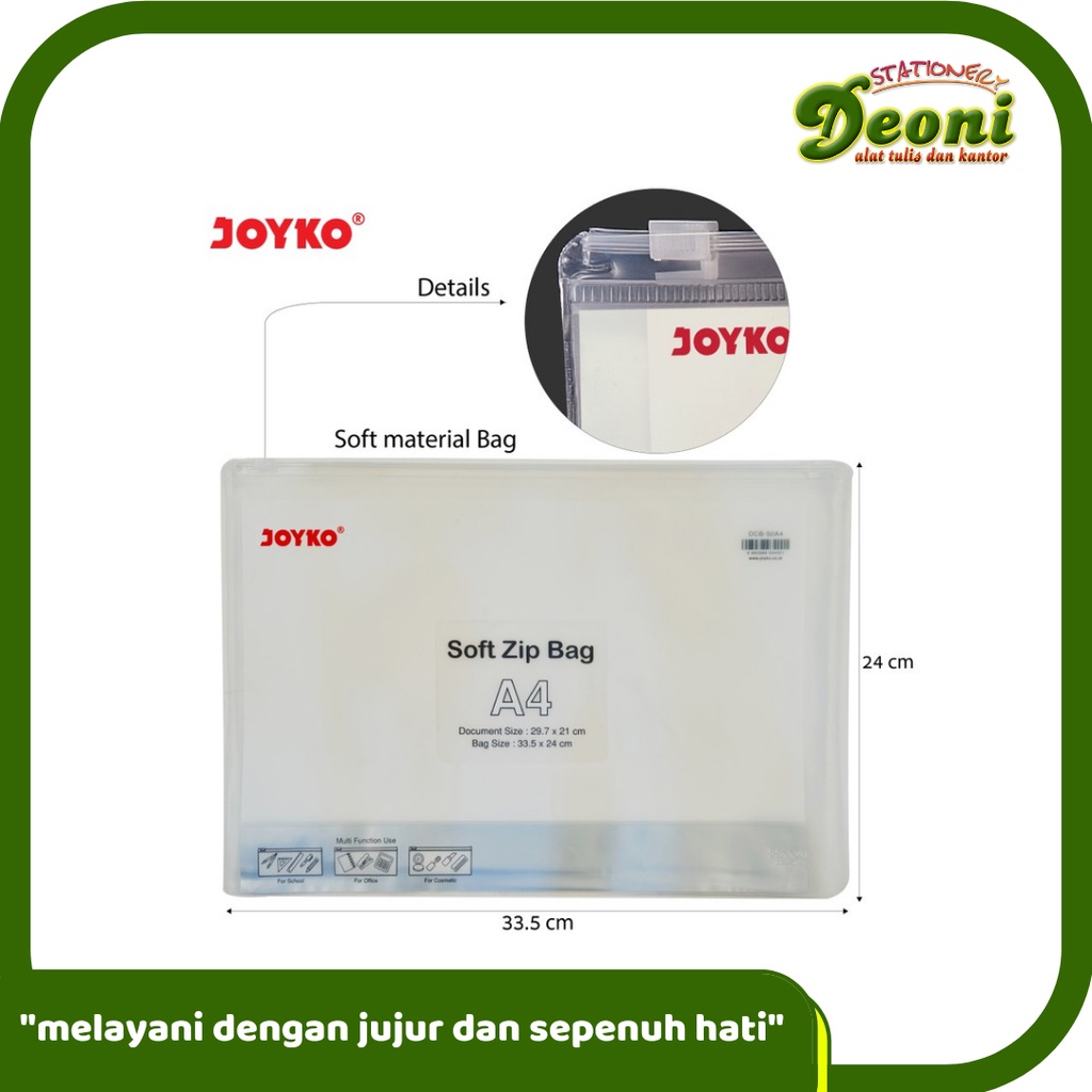 

JOYKO DCB-50A4 Document Soft Zip Bag Tas Dokumen A4