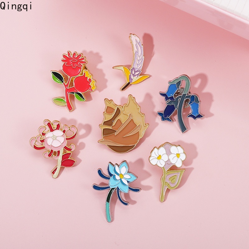 Bros Pin Enamel Desain Anime Game Genshin Impact Flower Untuk Hadiah Teman