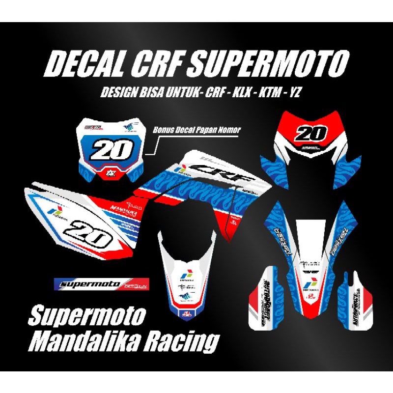 DECAL CRF SUPERMOTO STICKER CRF SUPERMOTO PERTAMINA MANDALIKA RACING
