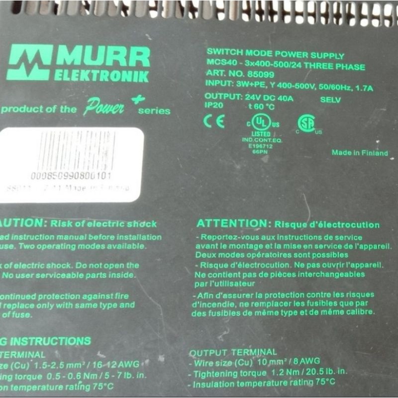 Murr Elektronik Swicth Made Power Supply THREE Phase