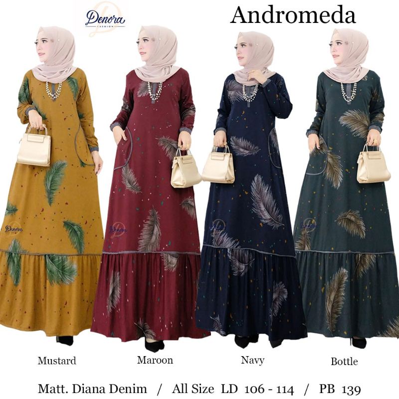 GAMIS DIANA DENIM MOTIF DAUN ANDROMEDA BY DENORA