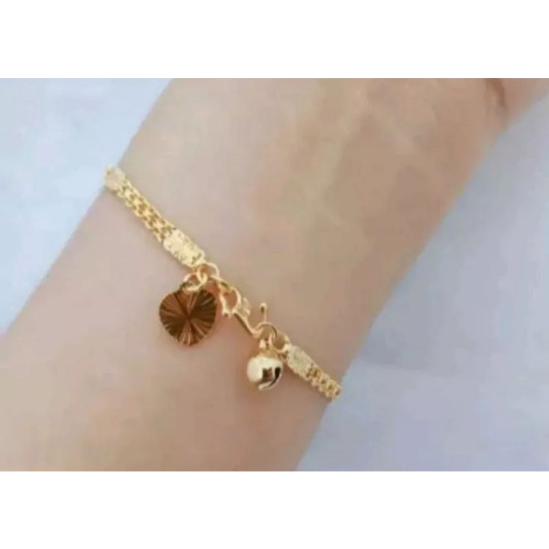 gelang titanium motif tikar mini rosegold fashion wanita anak remaja anti luntur