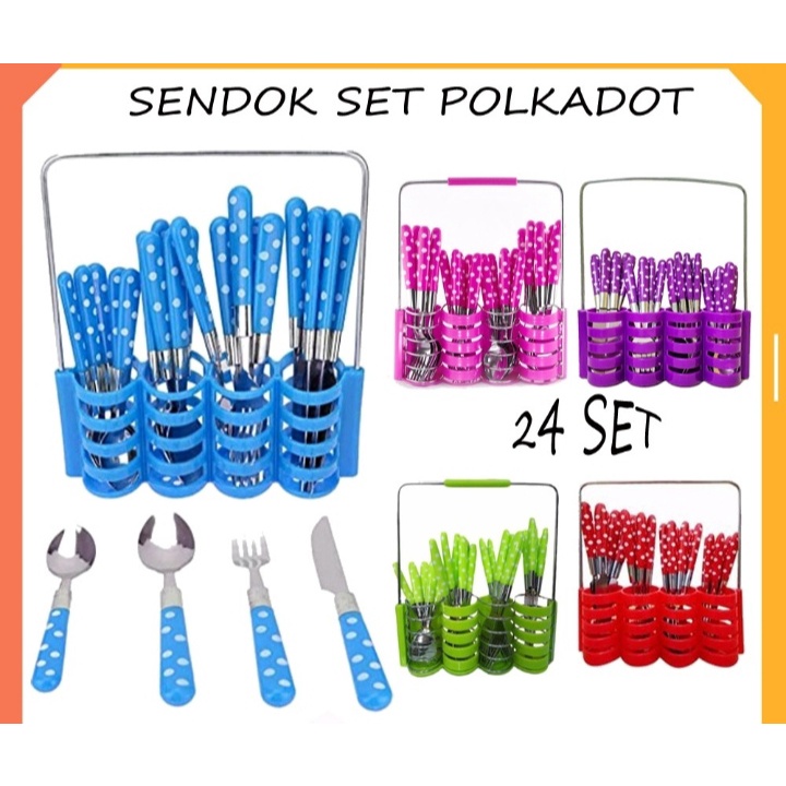 Sendok Set Polkadot 24 Pcs Peralatan Makan