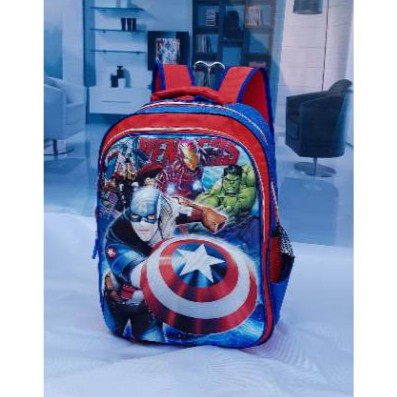 TAS ANAK BERKUALITAS Tas Anak Sekolah Baru - Ransel SD 2 KANTUNG Avengers 6D Timbul IMPORT