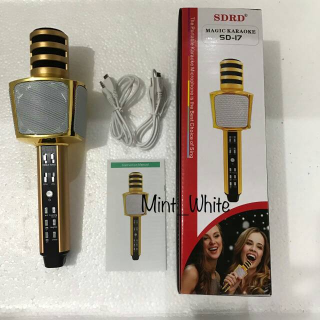 Mic Karaoke SD-17 ORIGINAL / Microphone SDRD 17 / Speaker Wireless KTV Smule / bisa TURN OFF VOCAL