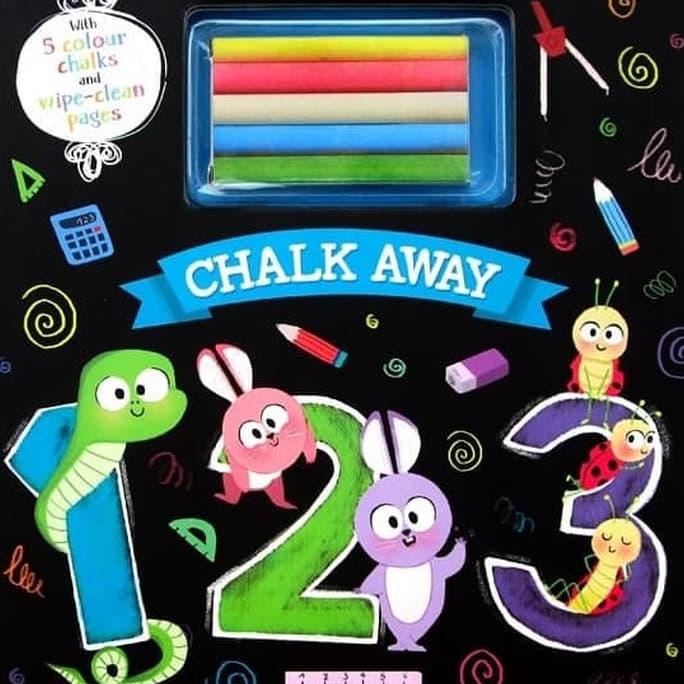 

Chalk Away 123 Board Book With 5 Colour Chalks And Wipe-Clean Pages