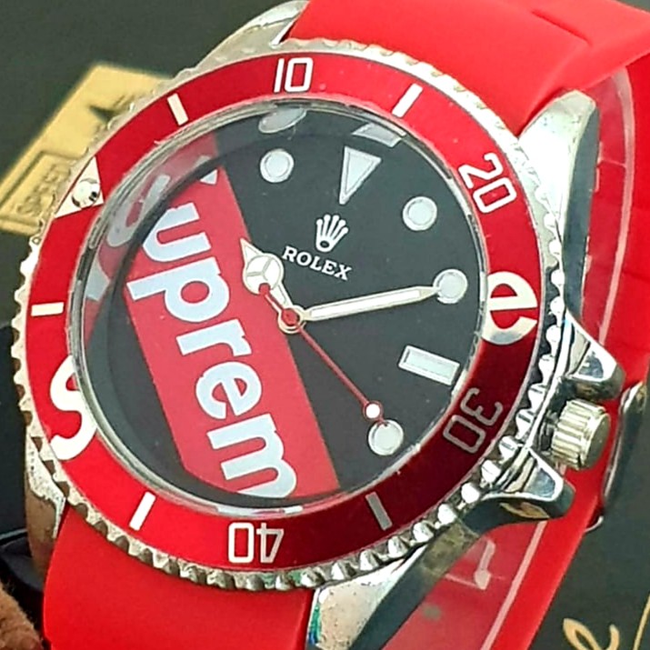 JAM TANGAN PRIA ANALOG SUPREME ROLEX SP1002 TALI KARET