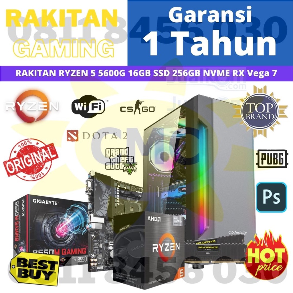 Komputer PC RAKITAN Gaming PC RYZEN 5 5600G 16GB 256GB SSD