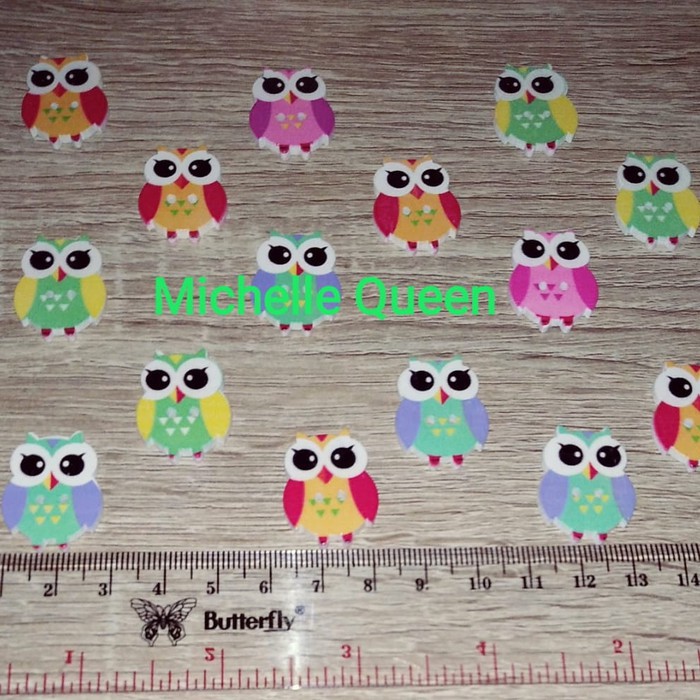 Kancing Kayu Prakarya Motif Owl Burung Hantu Mata Besar Warna Warni Kode A