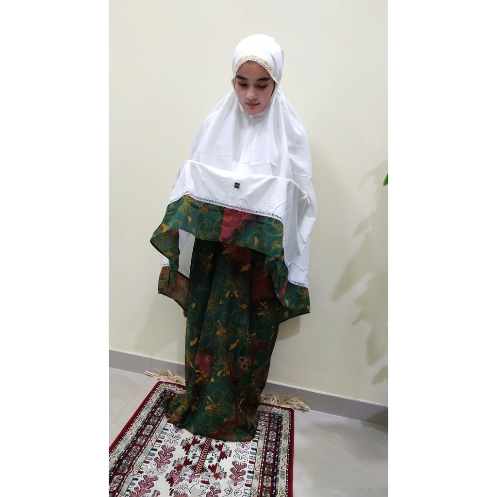 Mukena Santri Batik Dewasa / Bahan Katun Berkualitas / Alesya Muslim