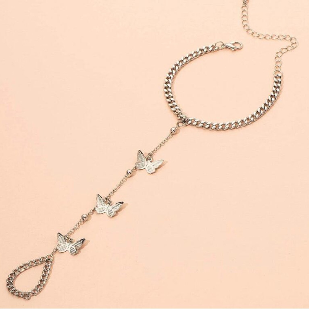 Hu Hu Hu Hu Hu Alat Bantu Pasang Kacamata♡ Gelang Cincin Desain Butterfly Adjustable Tahan Lama Gaya Hip hop Untuk Wanita