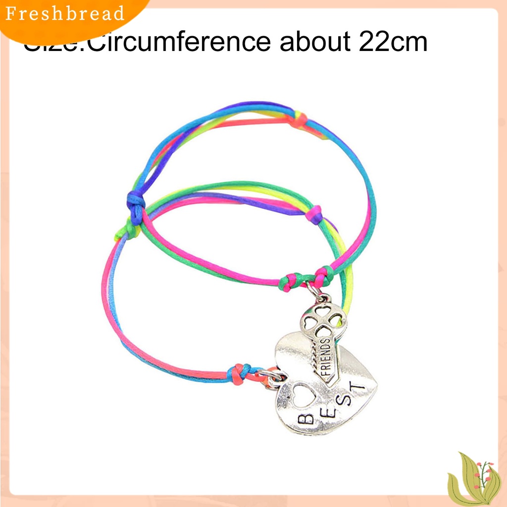 ?Fresh?? 2Pcs Gelang Tangan Wanita Model Kembaran Liontin Hati Ukiran Huruf Best Friends