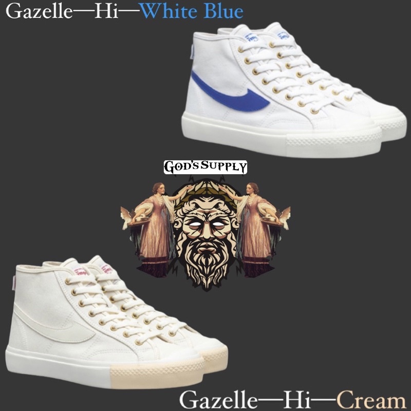 Sepatu Compass Gazelle High Cream – White Blue – BNIB – ORI – FULLSET – FULLSIZE 35-45