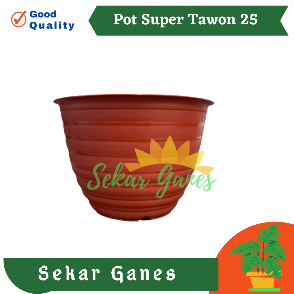 Pot Super Tawon 25 Merah bata ukuran 25 cm Pot bunga tanaman plastik