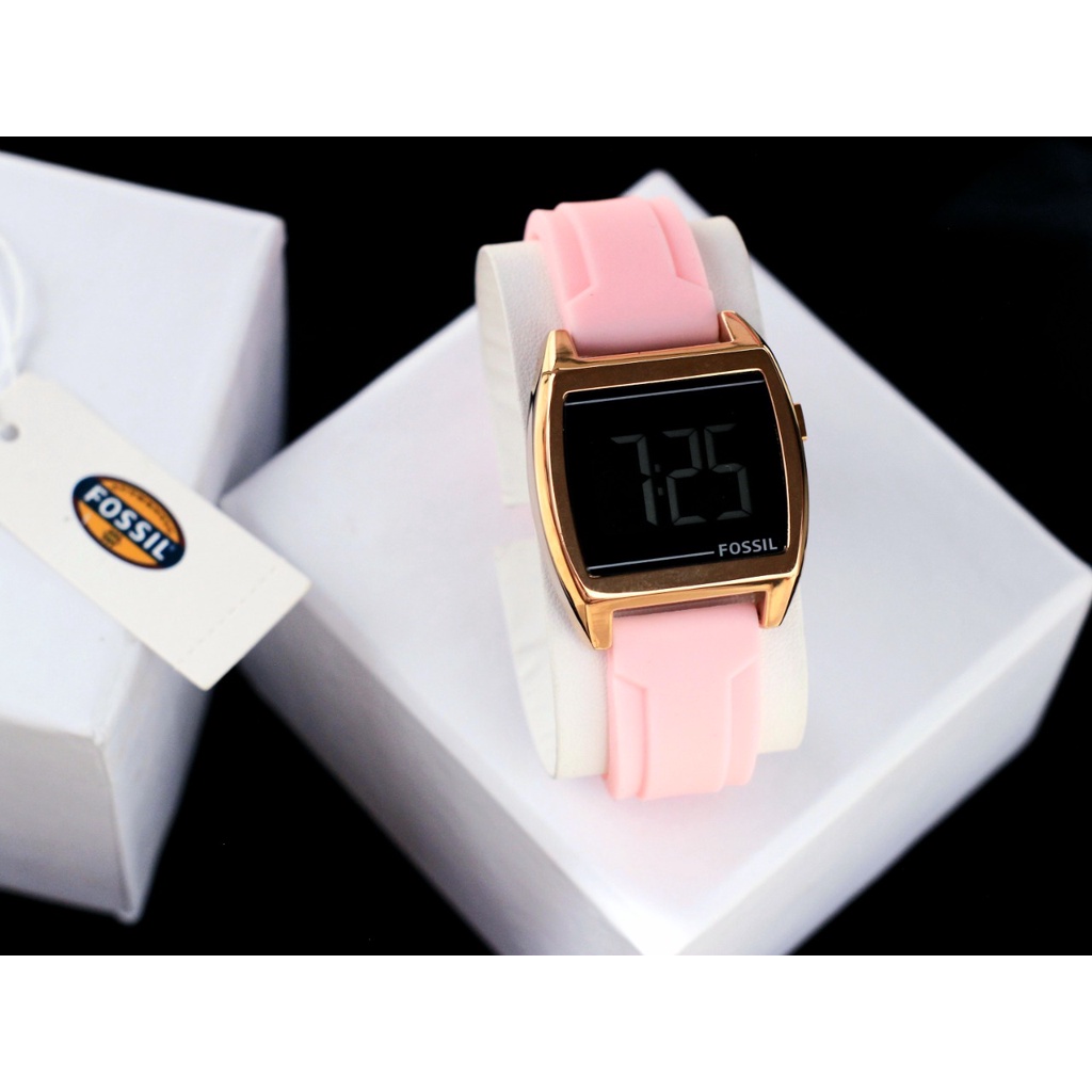 Jam Tangan Wanita K51158W Digital Led Tali Rubber Tanggal Hari Aktif Free Box &amp; Baterai