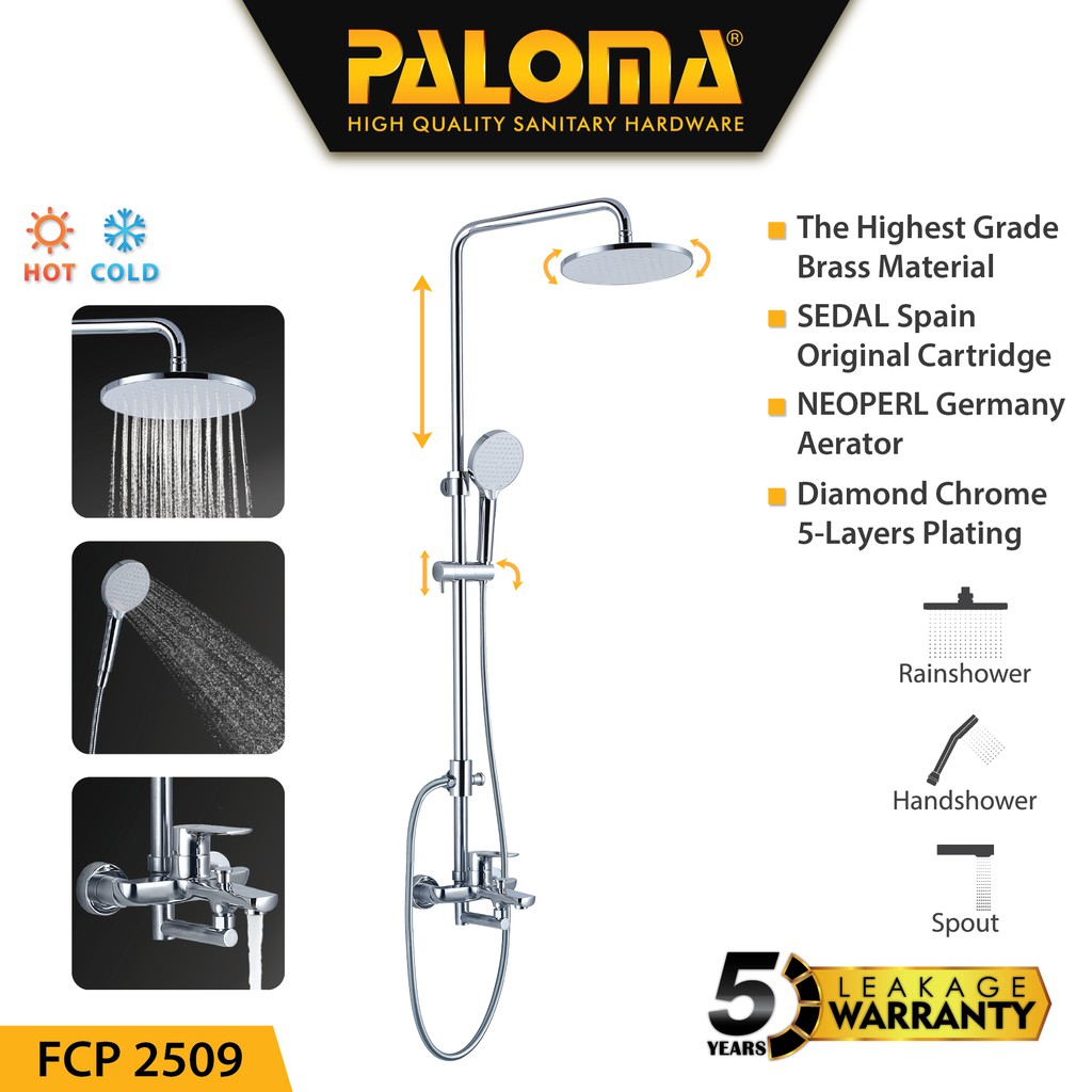 PALOMA FCP 2509 Shower Tiang Set Column Mandi Keran Kran Panas Dingin