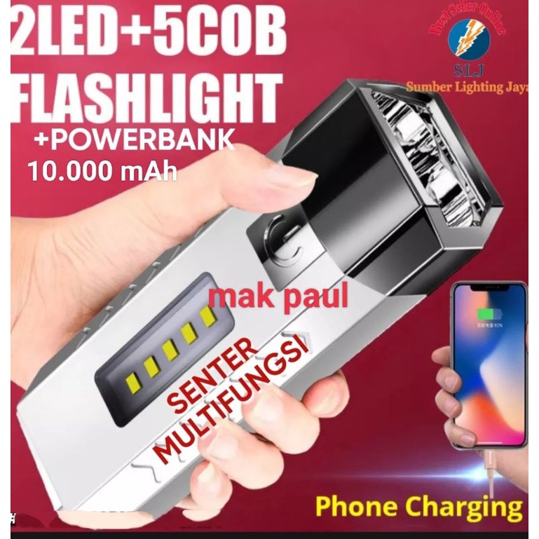 SENTER LED 2 MATA FLASHLIGHT + POWERBANK / POWERBANK / CAS USBS