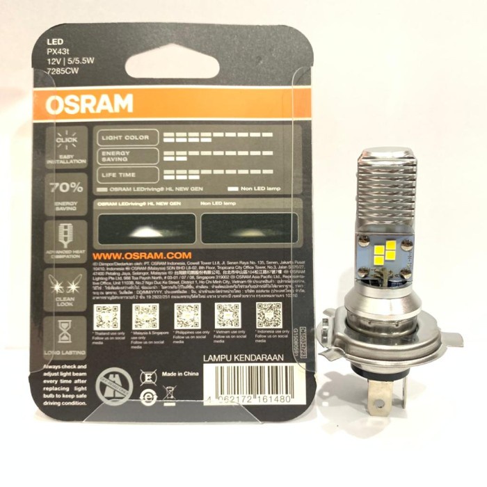 MOTOR-LAMPU- BOHLAM LAMPU DEPAN OSRAM LED H4 VESPA LX PRIMAVERA GTS SPRINT LXV S -LAMPU-MOTOR.