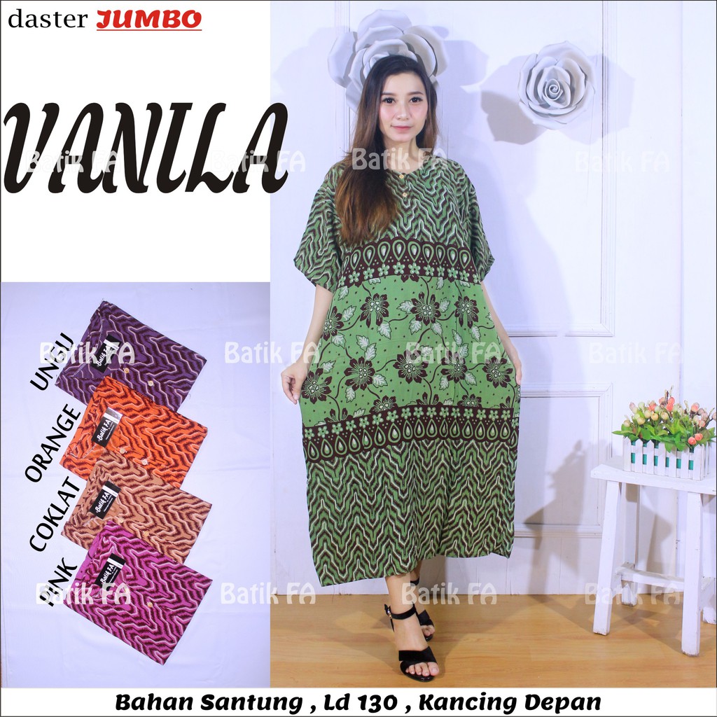  Daster  Jumbo Batik  Motif Kombinasi Leher Kancing 