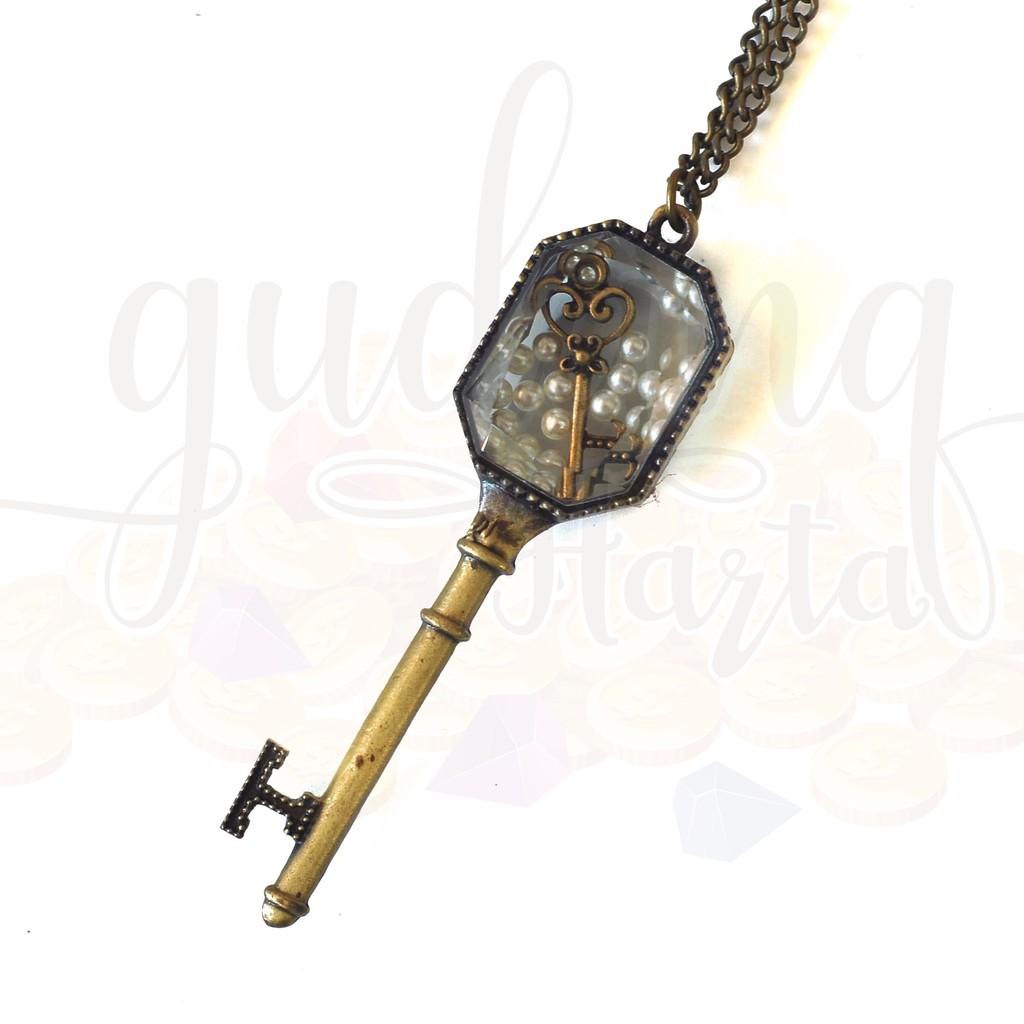 Kalung Vintage Kunci Simple Keys and Pearl Unik Lucu GH 204195