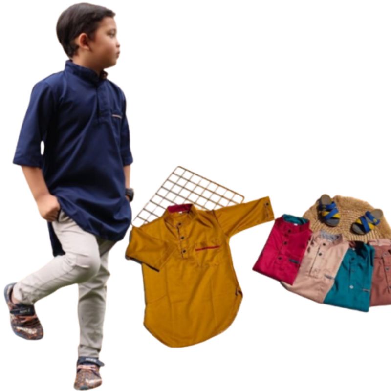 baju muslim koko turki anak laki laki Atasan kurta Turki Anak laki laki Remaja  1-13 tahun Toyobo
