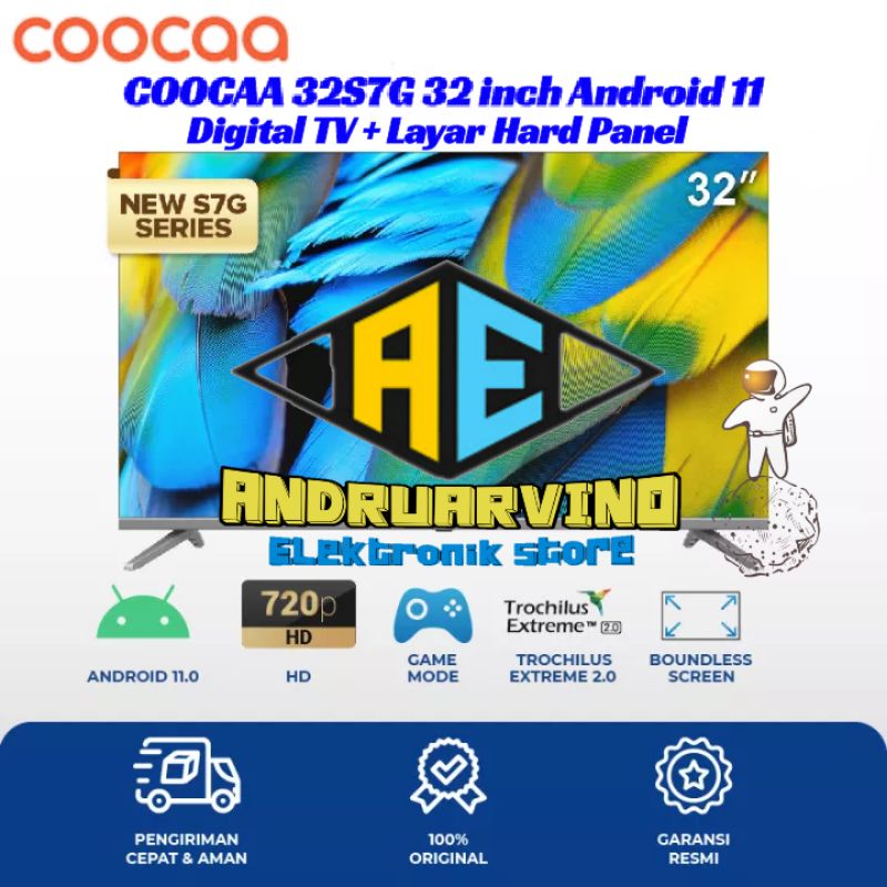 COOCAA LED TV 32 INCH 32S7G Android TV 11 - 60 Hz - Digital TV - Garansi Resmi 3 tahun