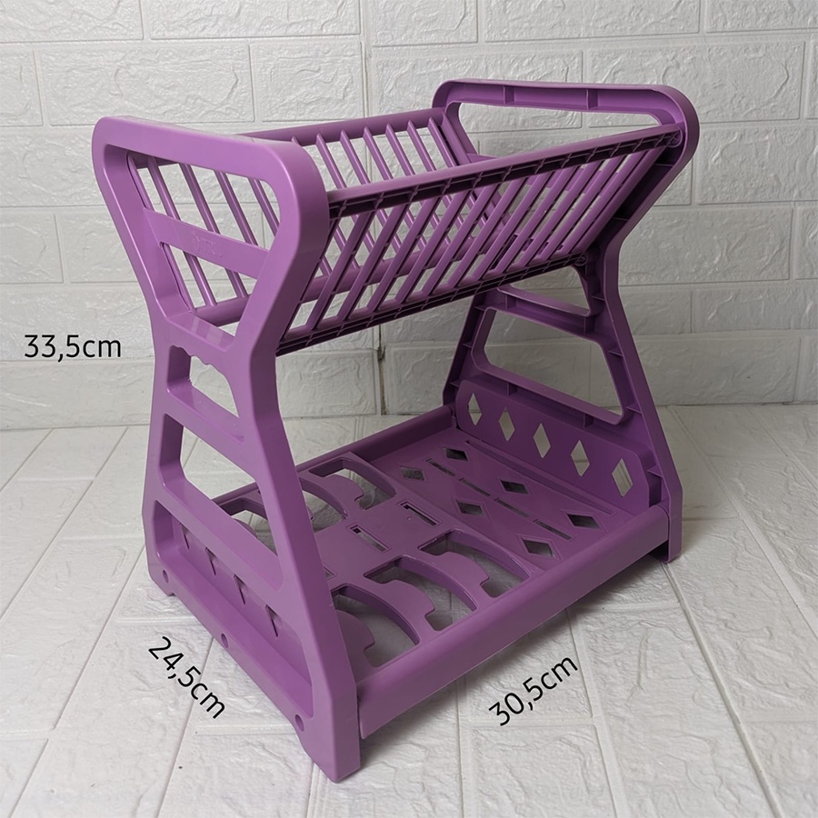 Rak Piring Plastik 2 Susun Mini Kitchen Rack Dapur Pengering Serbaguna