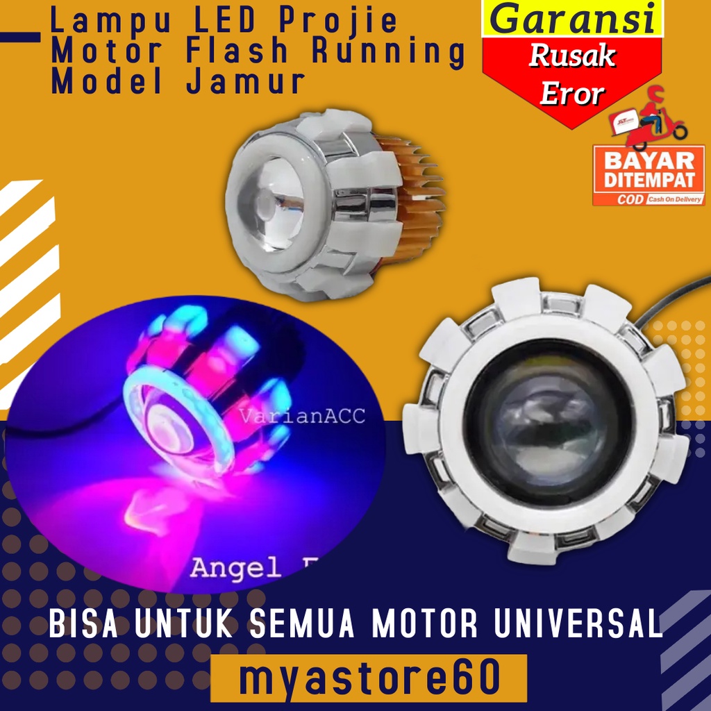 Lampu Depan Lamp Kepala LED Projie Motor Flash Running Model Jamur Universal Semua Motor