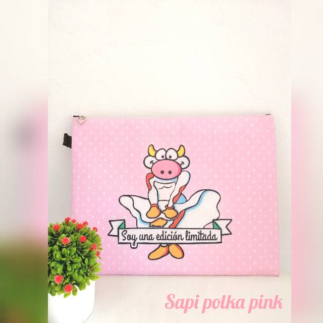 GBI Tas Clutch Genggam Cantik HVS Agenda Tas Dokumen Motif Sapi Lucu Unik Ukuran Besar