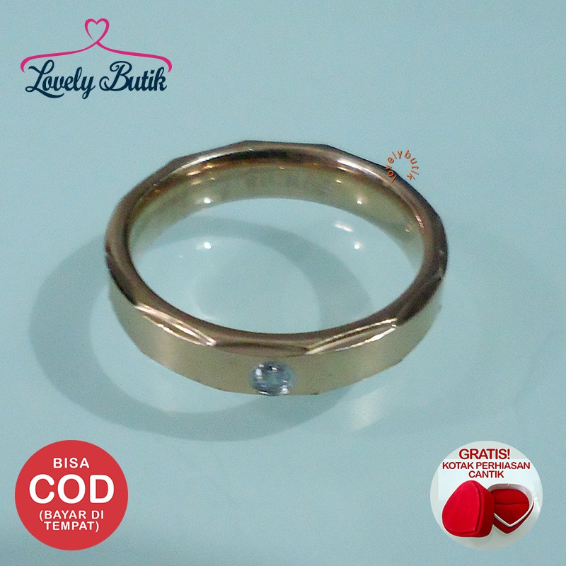 Lovelybutik Cincin Titanium Anti Karat  Aster Cincin Couple Titanium Warna Rosegold