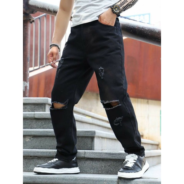 CELANA SOBEK PRIA RIPPED JEANS STANDAR REGULER BASIC 27-38