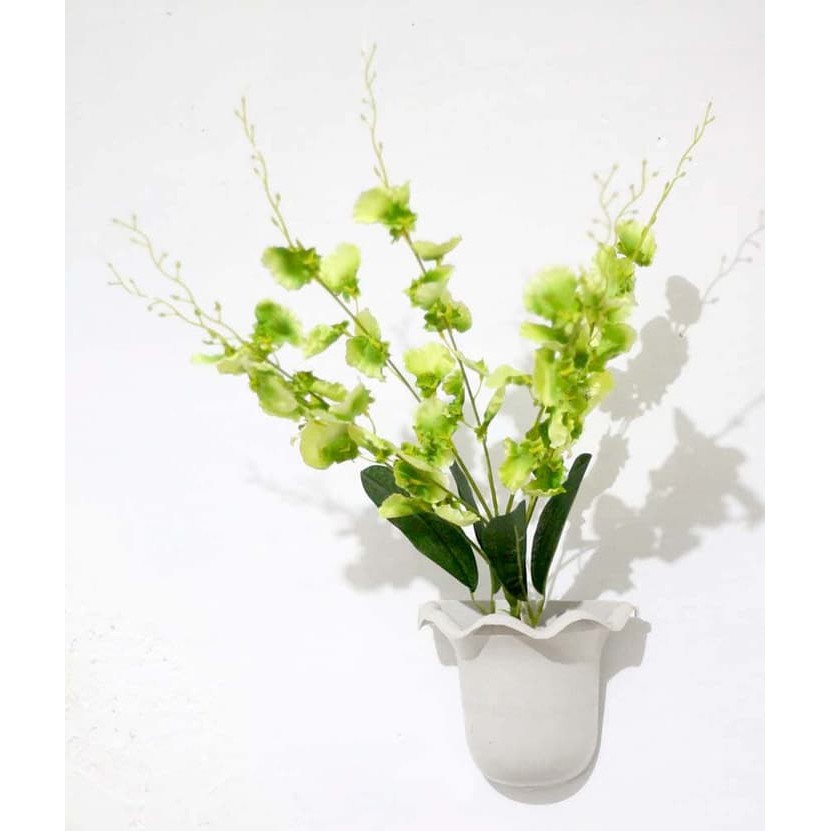 bunga plastik hias artificial golden shower shabby + pot dinding