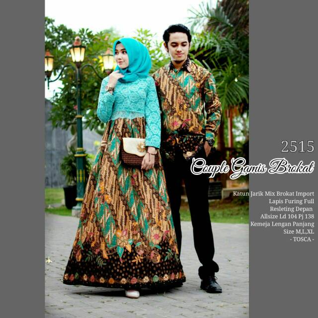 Couple gamis brukat bahan katun batik pekalongan