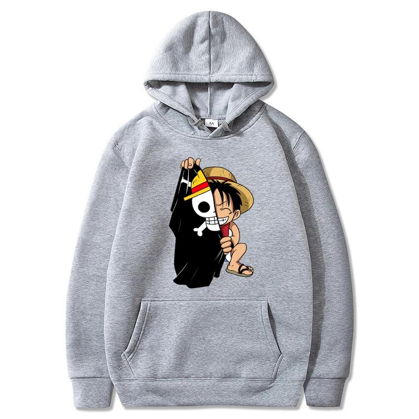 Sweater Hoodie LUFFY CHIBI Jumper Anime ONE PIECE Pria Wanita Bahan Fleece Ukuran S M L XL XXL XXXL