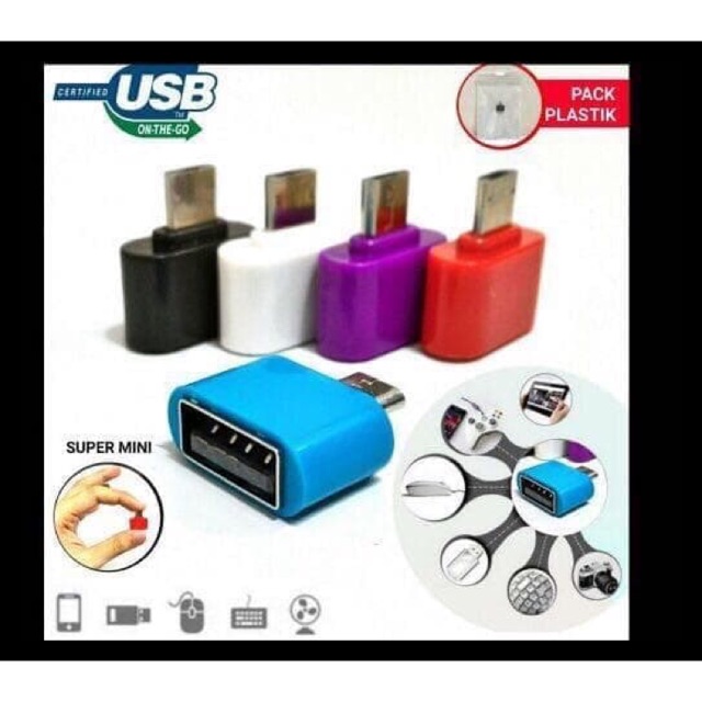 OTG MINI Mirco USB Sambungan port konektor NON KABEL USB Female to Micro USB warna warni