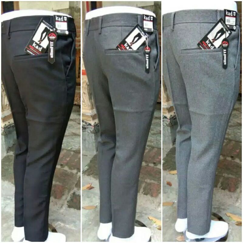 CELANA BAHAN | KERJA | FORMAL | KANTOR | PANJANG | HITAM | DASAR PRIA SLIMFIT _-