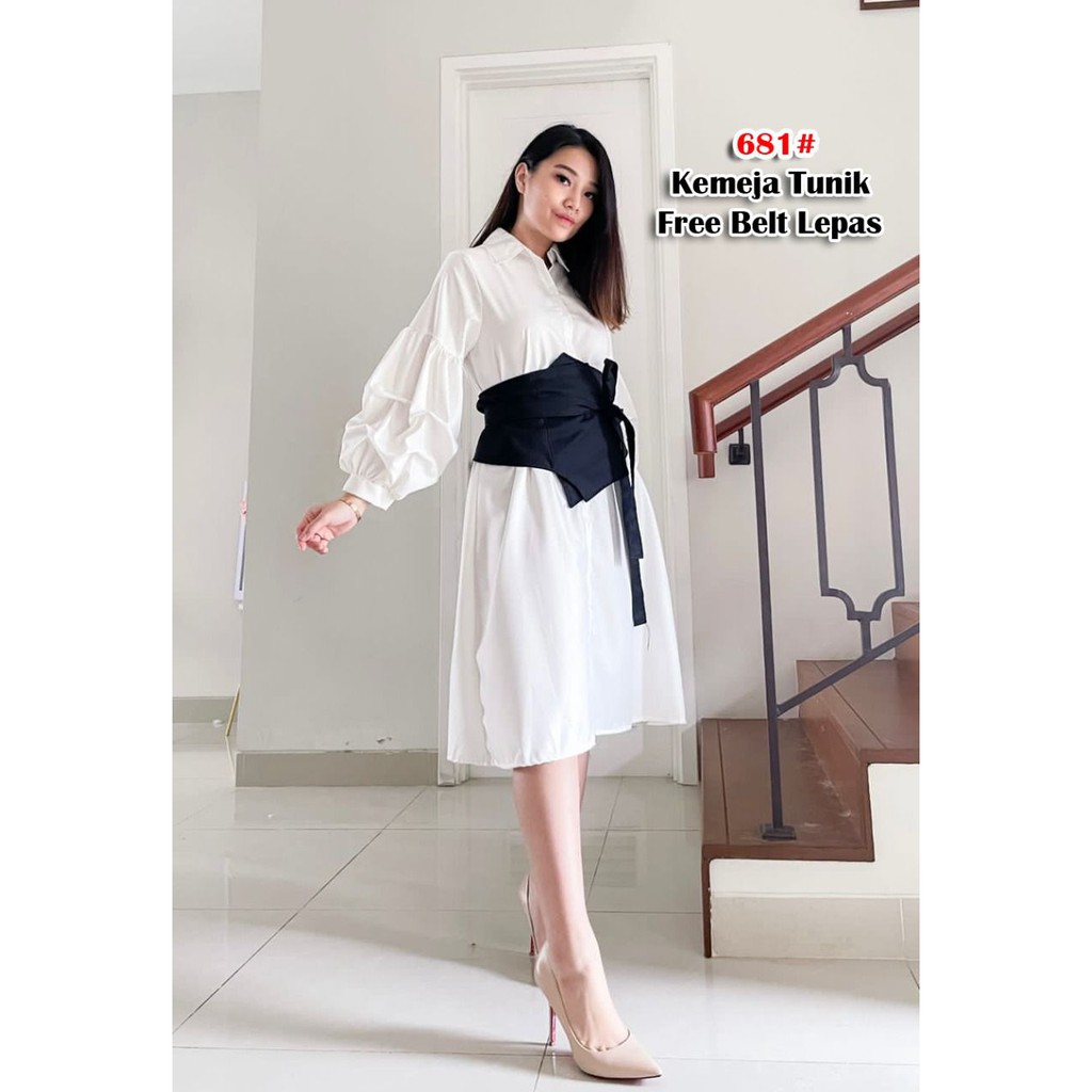 Dress Kemeja fashion wanita / dress kemeja wanita polos / dress casual polos JessicaCollection 681#