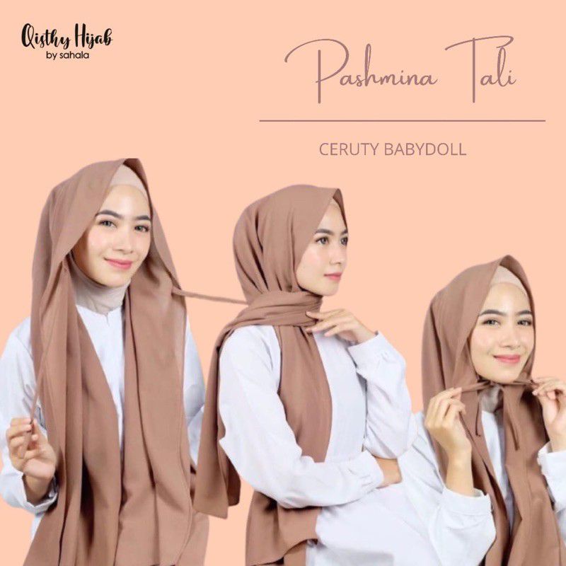 kerudung pashmina tali ceruty babydoll/hijab pashmina murah/pashmina instant