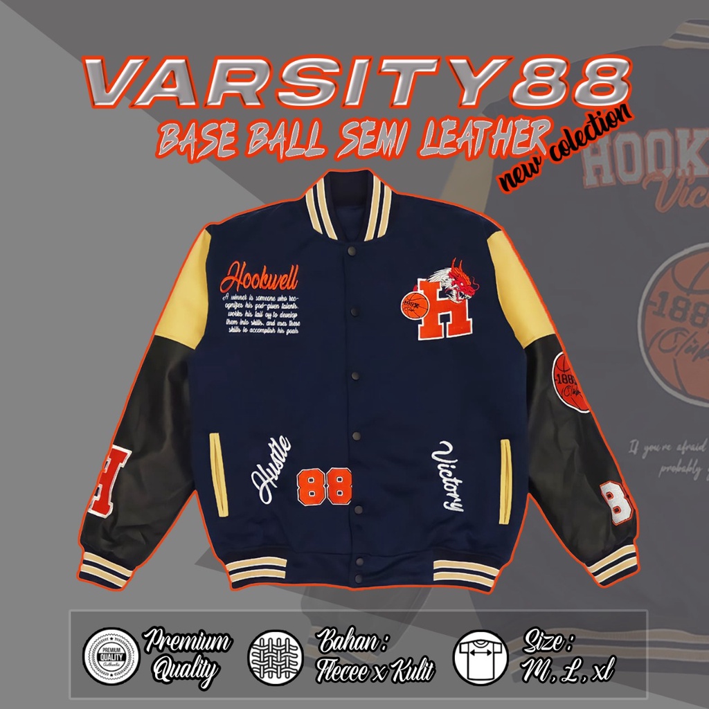 VASRITY SEMI KULIT VARSITY HOOKWEELL VARSITY JAKET